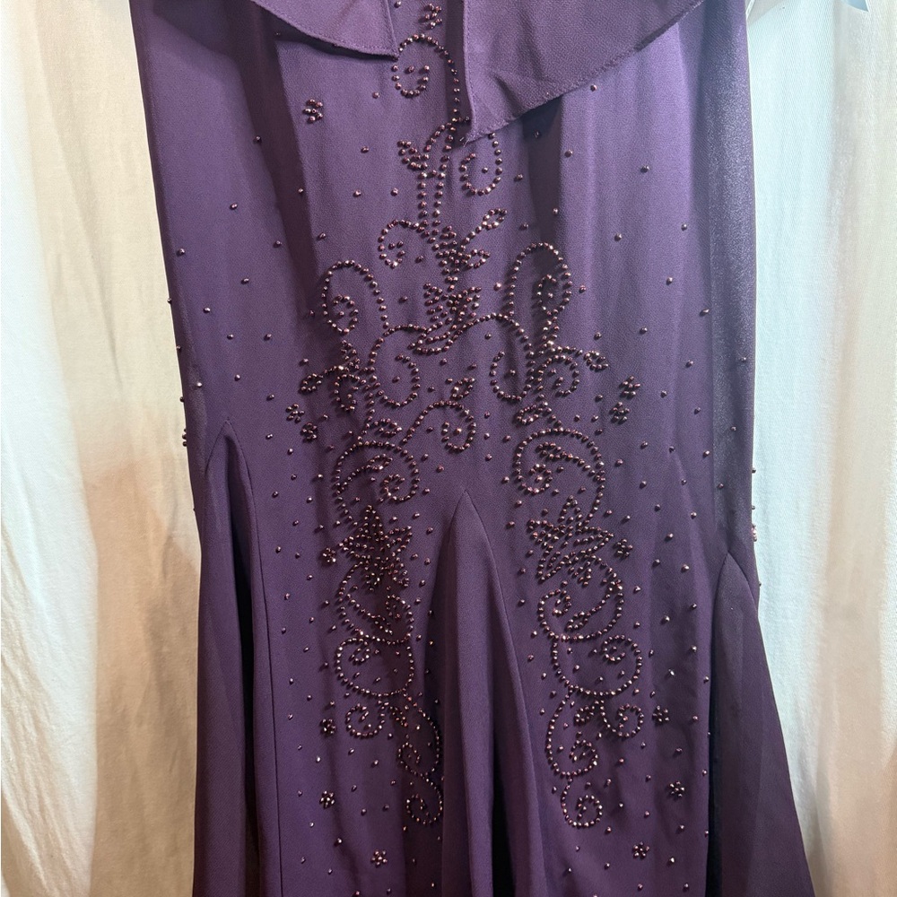 R&M Richards Plum Chiffon Maxi Dress with Beaded Detail - Picture 6 of 16